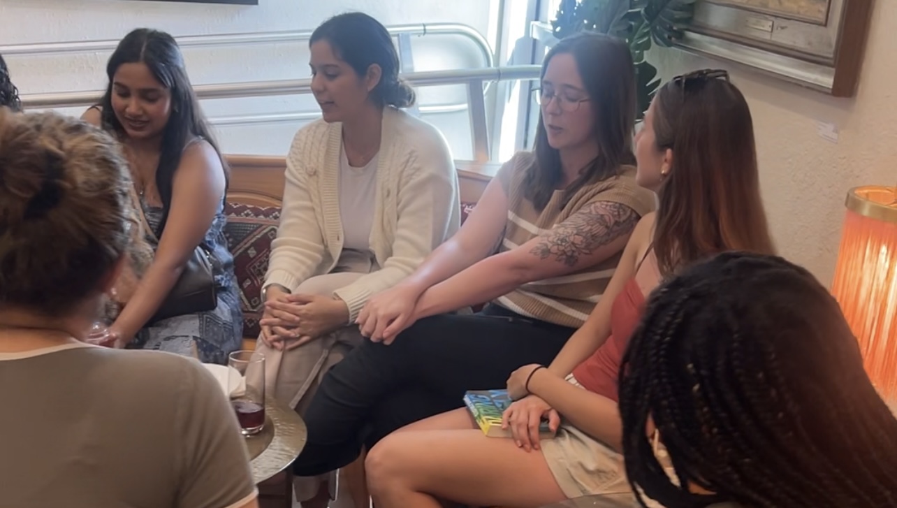 Book club gathering — deep in conversation