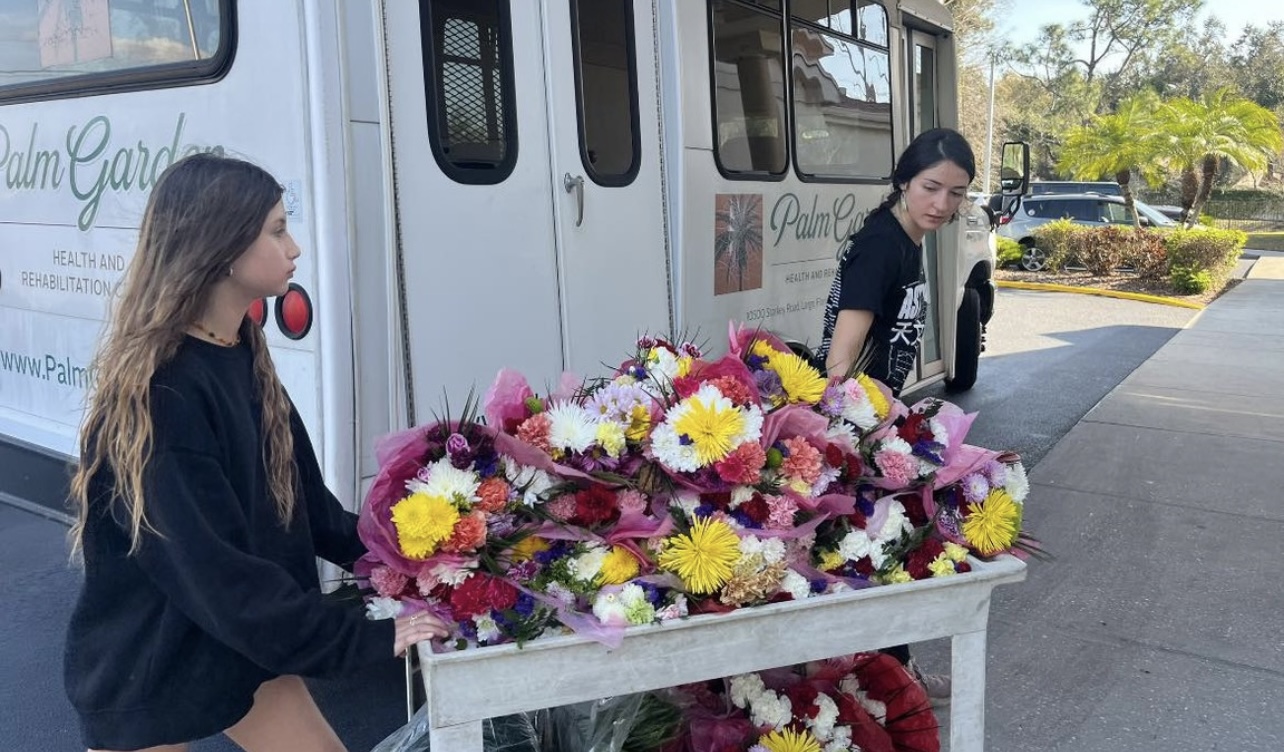 Delivering flowers to a nursing home — love in action